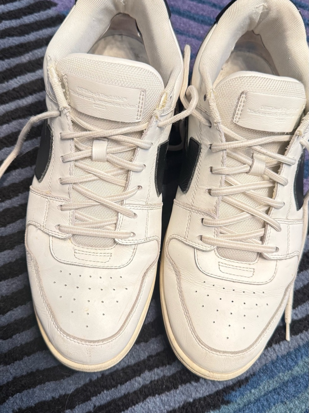Off-White White Leather Sneakers with Black Side Detail